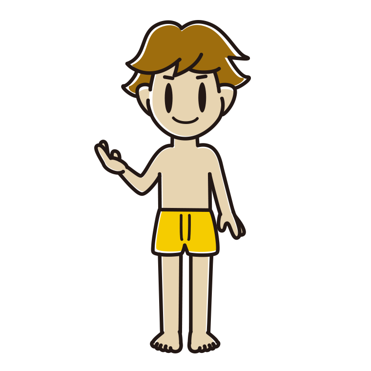 インナーウェアの着用例イラスト（案内する男子高校生）【色あり、背景なし】透過PNG