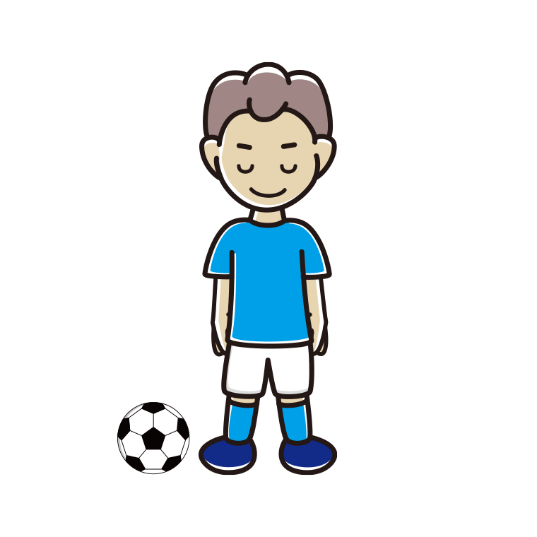 挨拶するサッカーのユニフォーム姿の男子中学生のイラスト【色あり、背景なし】透過PNG