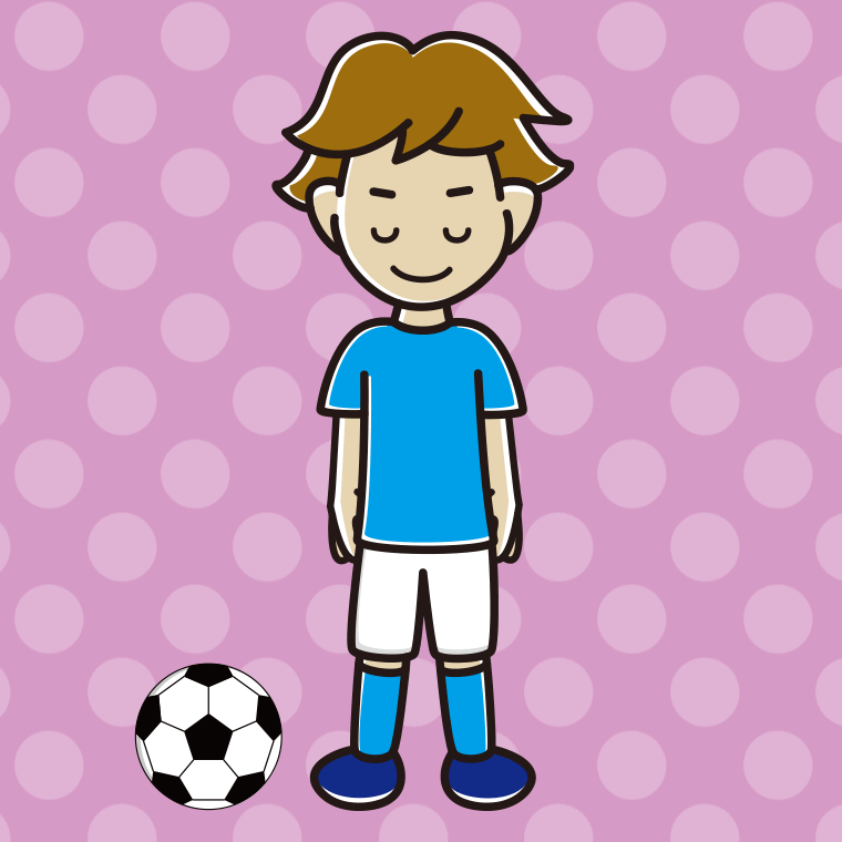 挨拶するサッカーのユニフォーム姿の男子高校生のイラスト【色、背景あり】PNG