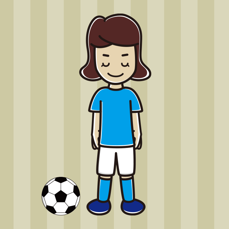 挨拶するサッカーのユニフォーム姿の女子高校生のイラスト【色、背景あり】PNG