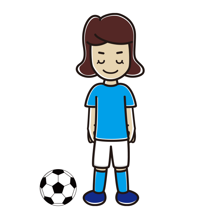 挨拶するサッカーのユニフォーム姿の女子高校生のイラスト【色あり、背景なし】透過PNG