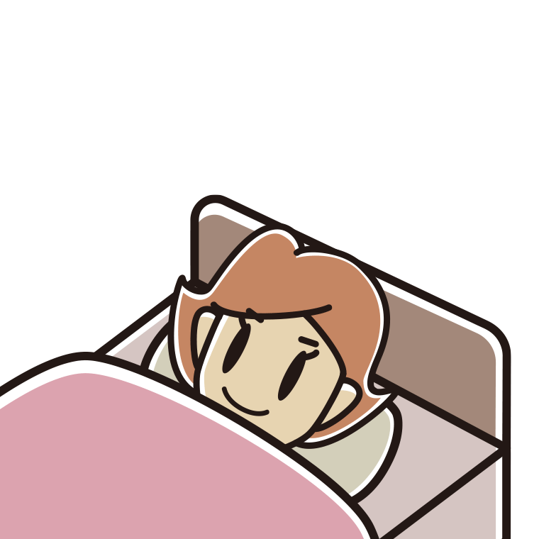 ベッドで寝る女性のイラスト【色あり、背景なし】透過PNG