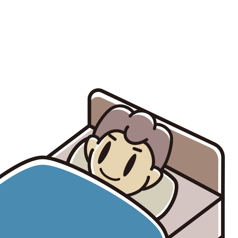 ベッドで寝る男子中学生のイラスト【色あり、背景なし】透過PNG