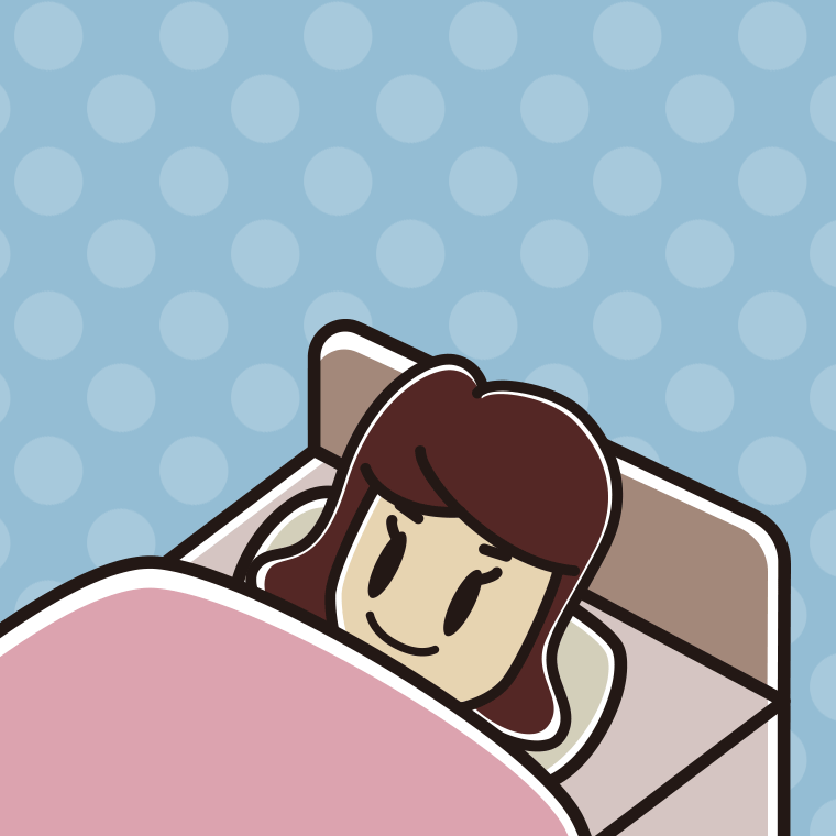 ベッドで寝る女子高校生のイラスト【色、背景あり】PNG