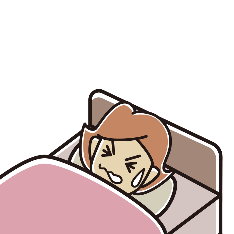 睡眠中にうなされる女性のイラスト【色あり、背景なし】透過PNG
