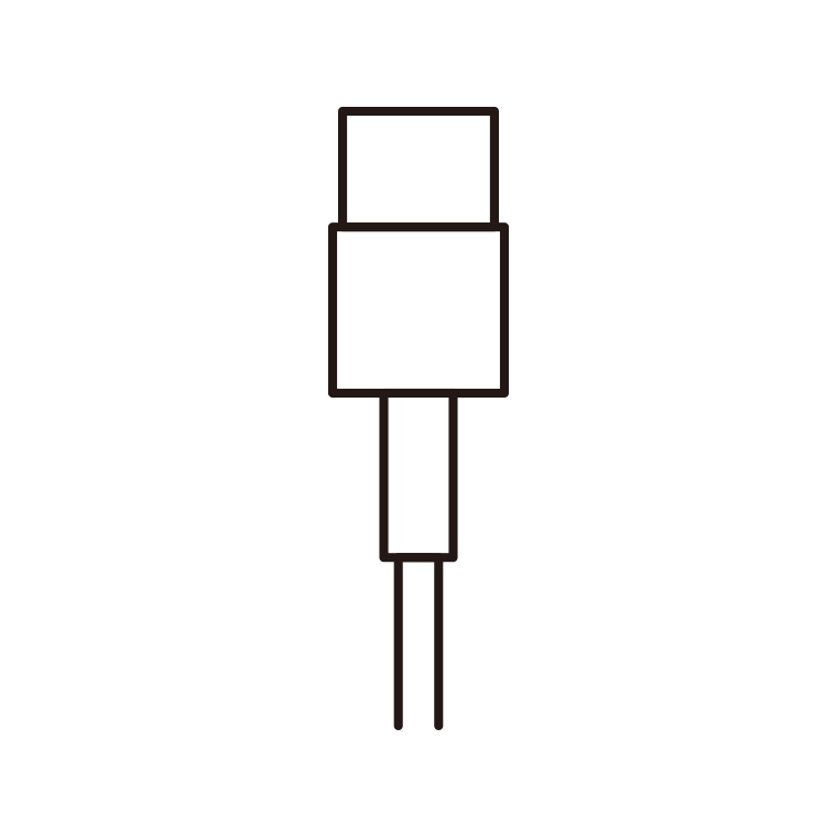 USB端子（Micro-B）のイラスト【線のみ】透過PNG