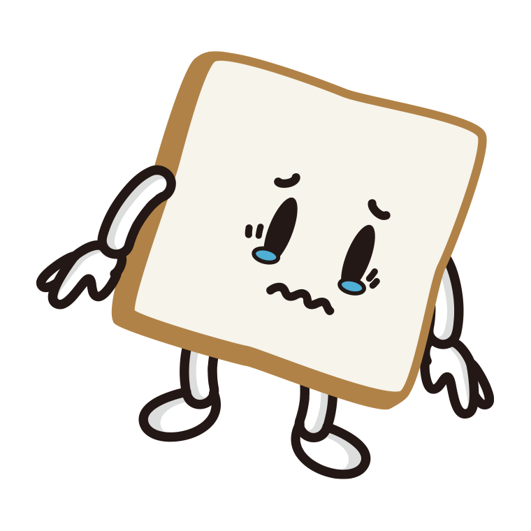泣く食パンちゃんのイラスト【色あり、背景なし】透過PNG