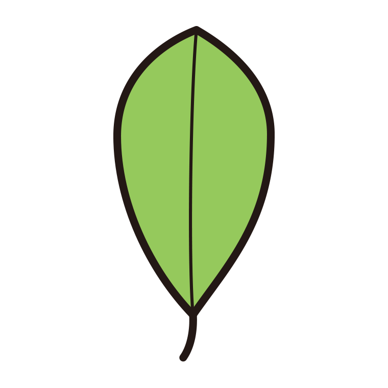 葉っぱのイラスト11（倒披針形）【色あり、背景なし】透過PNG