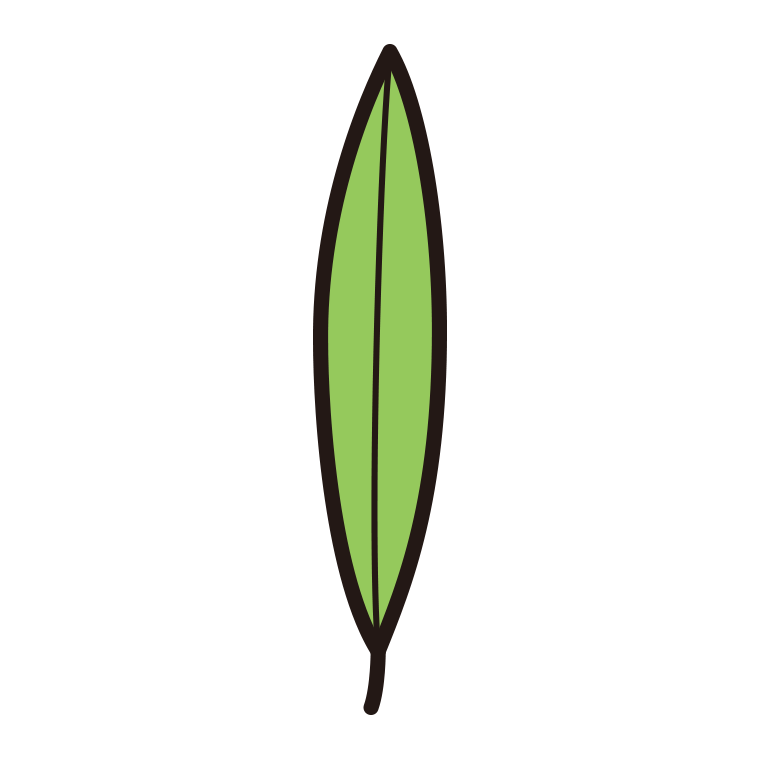 葉っぱのイラスト15（線形・極細）【色あり、背景なし】透過PNG
