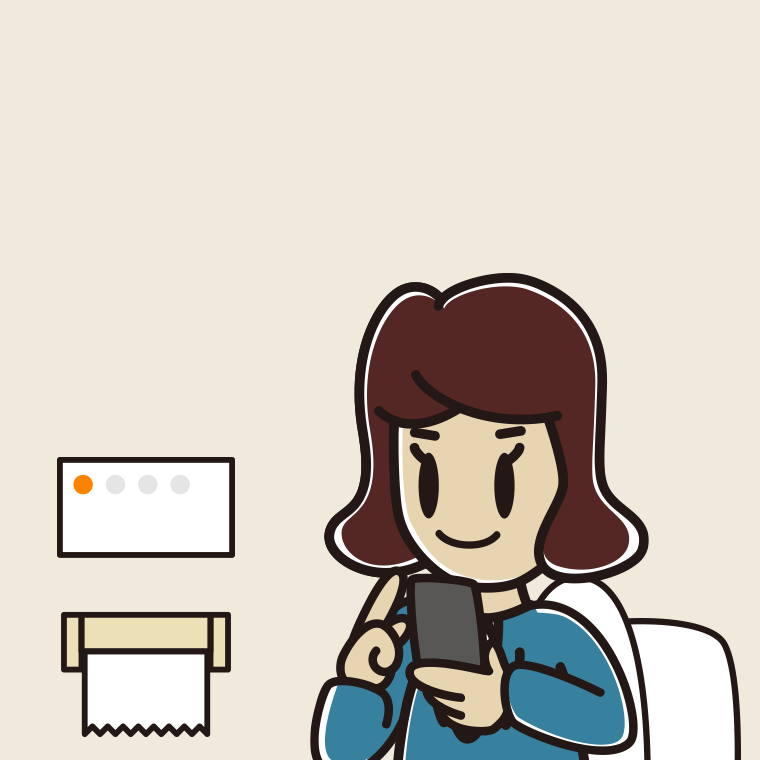 トイレでスマホを使う女子高校生のイラスト【色、背景あり】PNG