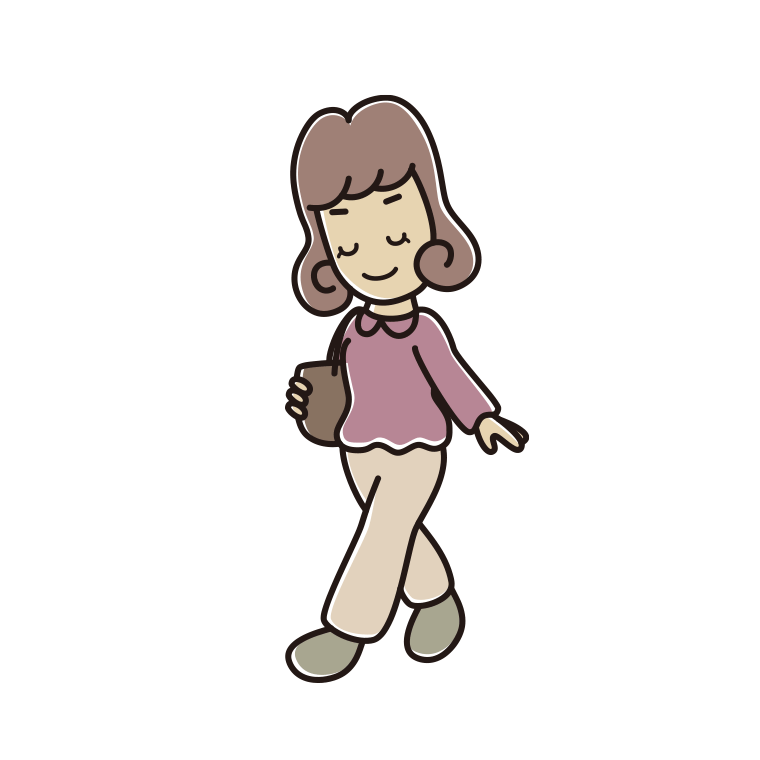 通学中にお辞儀する女子大学生のイラスト【色あり、背景なし】透過PNG