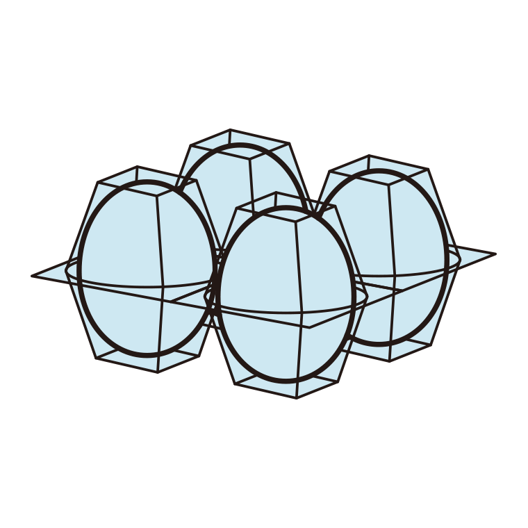 卵パックのイラスト04（4個入り）【色あり、背景なし】透過PNG