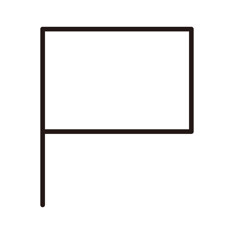 旗のイラスト01（赤・長方形）【線のみ】透過PNG