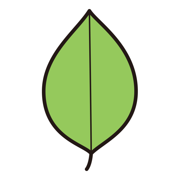 葉っぱのイラスト03（広卵形・しずく型）【色あり、背景なし】透過PNG
