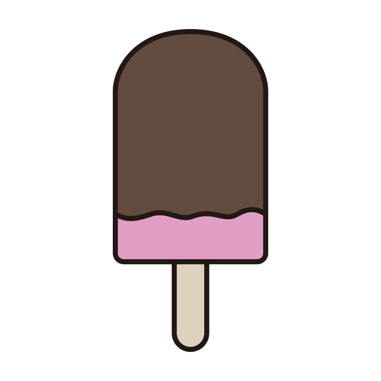 アイス（ストロベリーチョコ）のイラスト【色あり、背景なし】透過PNG
