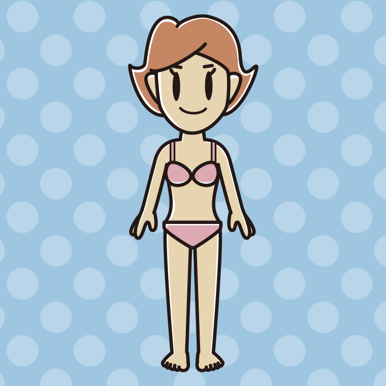 インナーウェアの着用例イラスト（女性）【色、背景あり】PNG