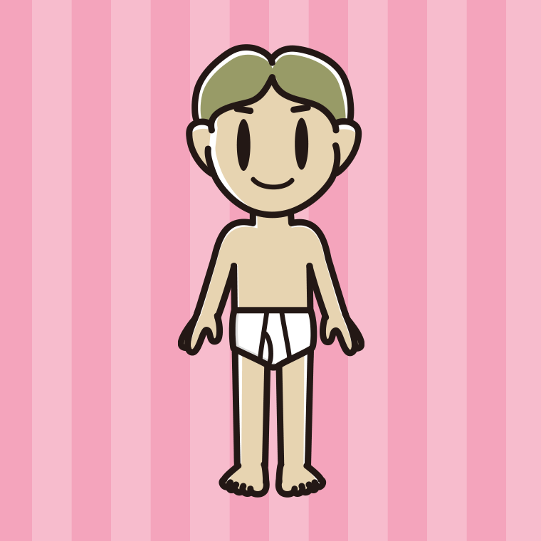 インナーウェアの着用例イラスト（小学生男子）【色、背景あり】PNG
