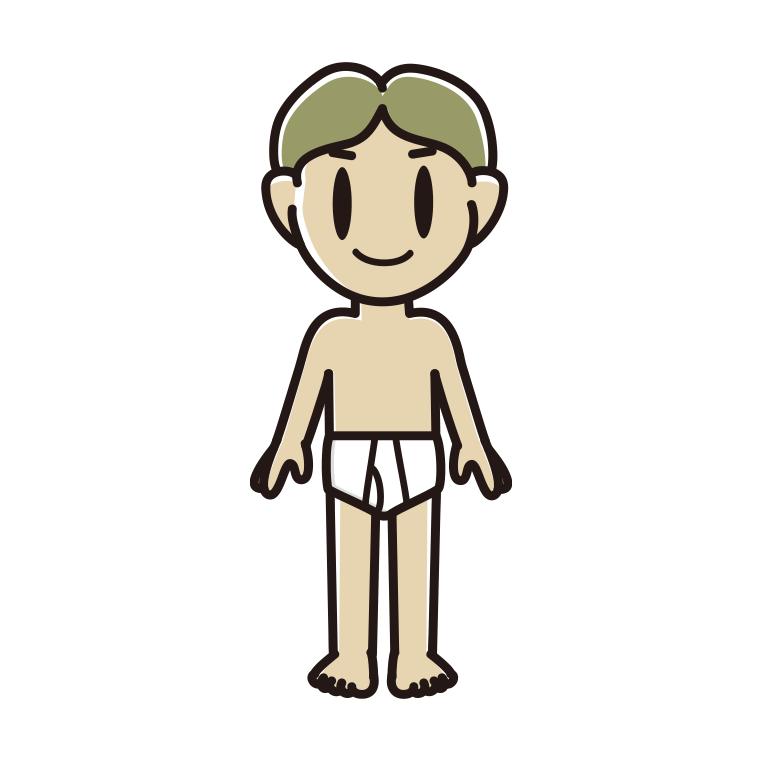 インナーウェアの着用例イラスト（小学生男子）【色あり、背景なし】透過PNG