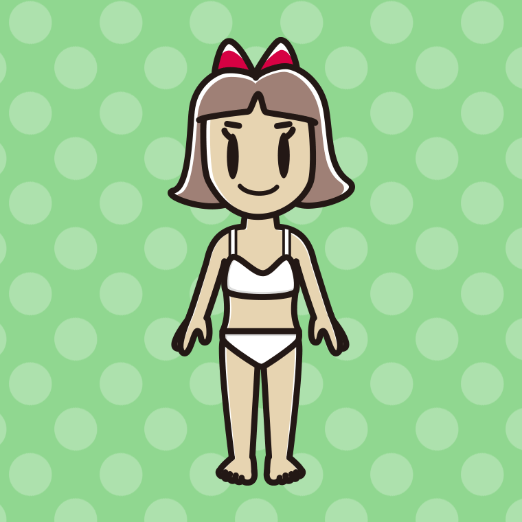 インナーウェアの着用例イラスト（小学生女子）【色、背景あり】PNG