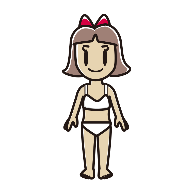 インナーウェアの着用例イラスト（小学生女子）【色あり、背景なし】透過PNG