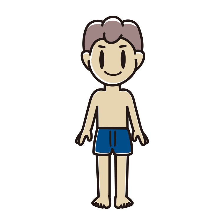 インナーウェアの着用例イラスト（男子中学生）【色あり、背景なし】透過PNG