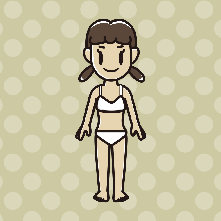 インナーウェアの着用例イラスト（女子中学生）【色、背景あり】PNG