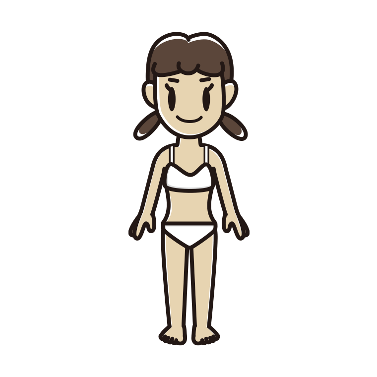 インナーウェアの着用例イラスト（女子中学生）【色あり、背景なし】透過PNG