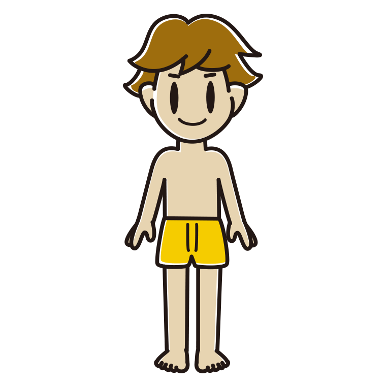 インナーウェアの着用例イラスト（男子高校生）【色あり、背景なし】透過PNG