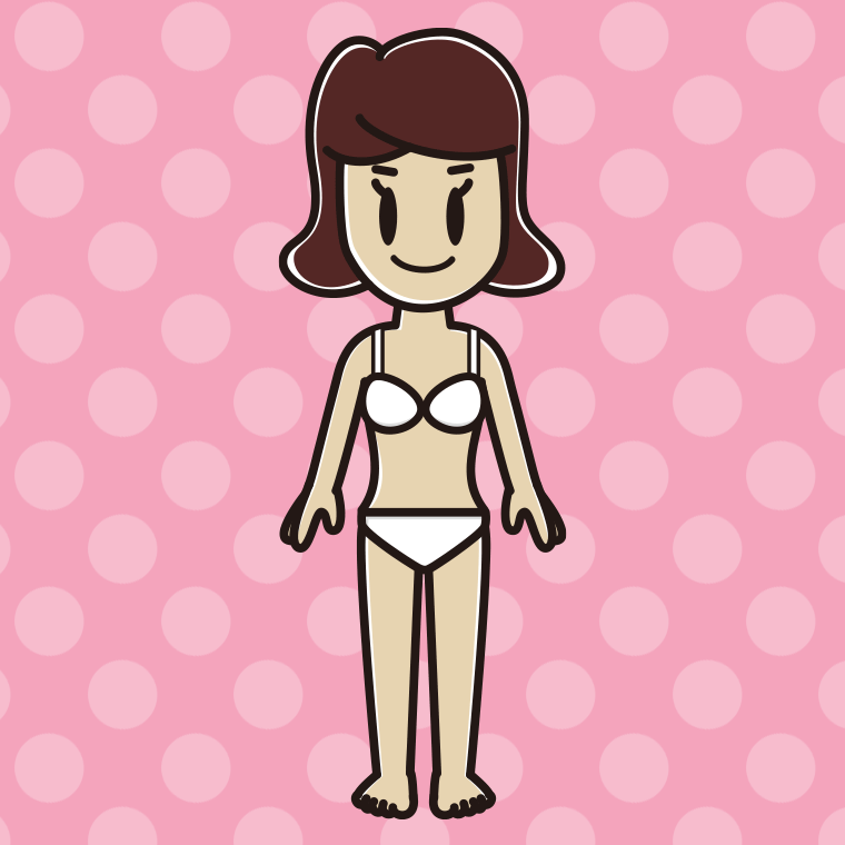 インナーウェアの着用例イラスト（女子高校生）【色、背景あり】PNG