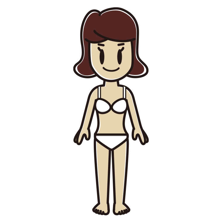 インナーウェアの着用例イラスト（女子高校生）【色あり、背景なし】透過PNG