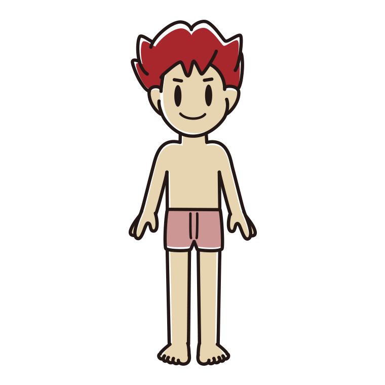 インナーウェアの着用例イラスト（男子大学生）【色あり、背景なし】透過PNG