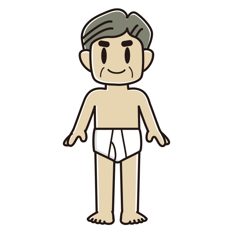 インナーウェアの着用例イラスト（おじさん）【色あり、背景なし】透過PNG