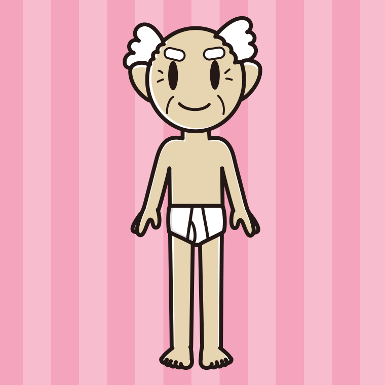 インナーウェアの着用例イラスト（おじいさん）【色、背景あり】PNG
