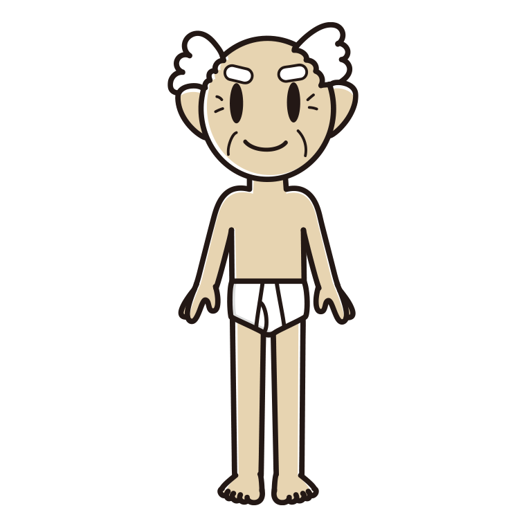 インナーウェアの着用例イラスト（おじいさん）【色あり、背景なし】透過PNG