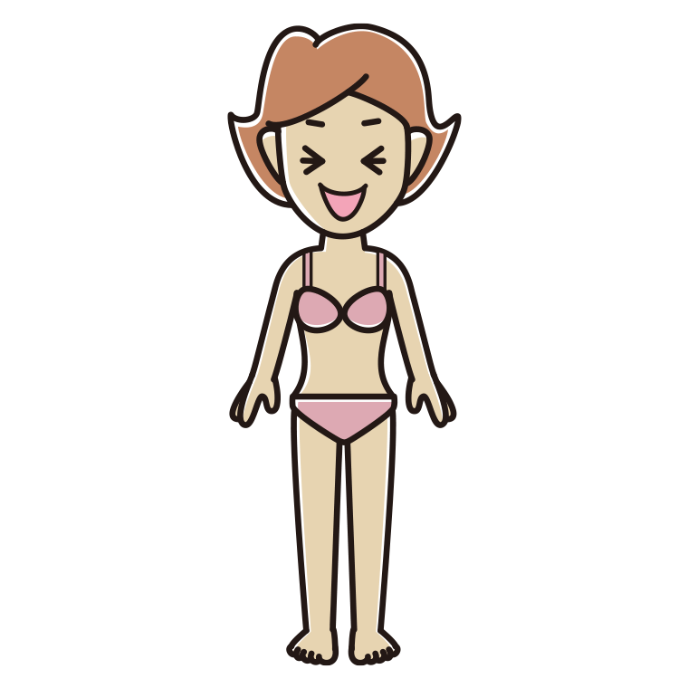 インナーウェアの着用例イラスト（笑う女性）【色あり、背景なし】透過PNG