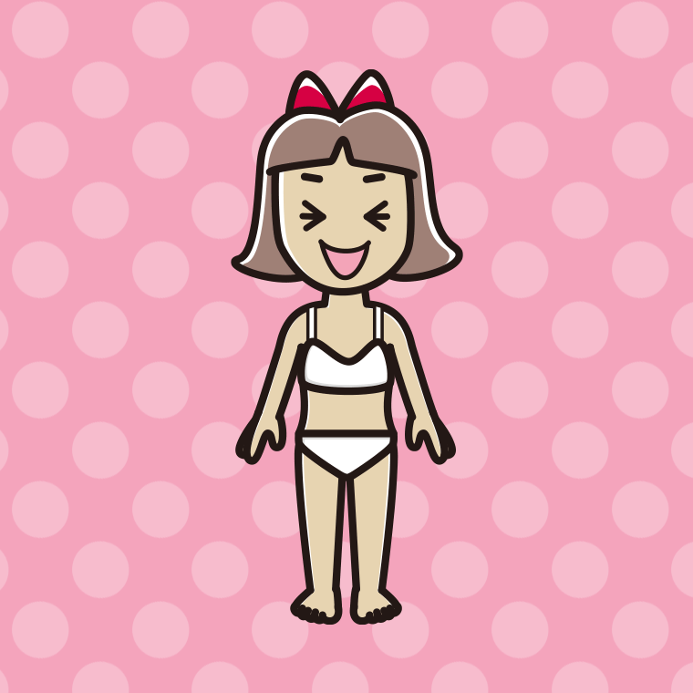 インナーウェアの着用例イラスト（笑う小学生女子）【色、背景あり】PNG