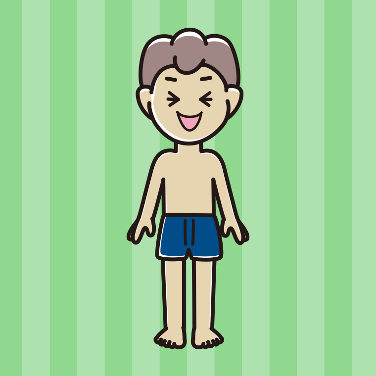 インナーウェアの着用例イラスト（笑う男子中学生）【色、背景あり】PNG