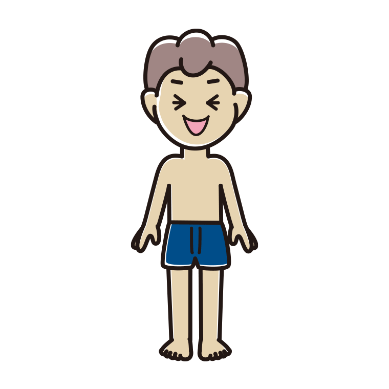 インナーウェアの着用例イラスト（笑う男子中学生）【色あり、背景なし】透過PNG