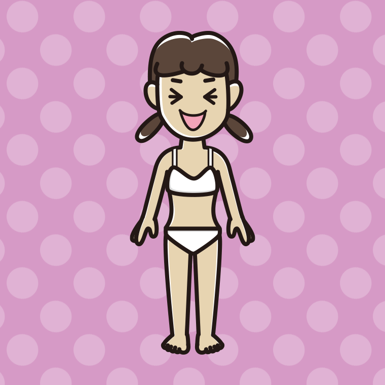 インナーウェアの着用例イラスト（笑う女子中学生）【色、背景あり】PNG