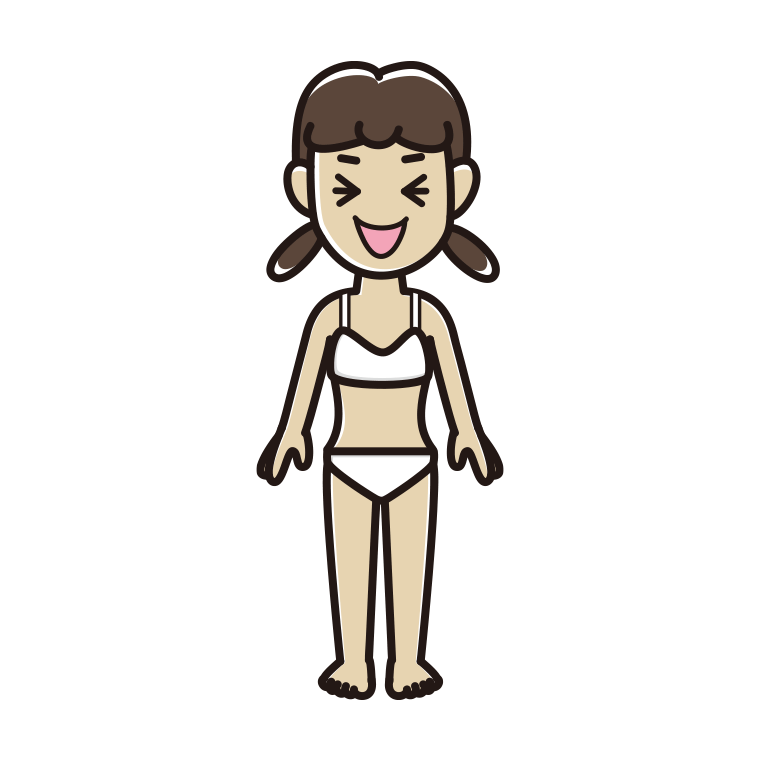インナーウェアの着用例イラスト（笑う女子中学生）【色あり、背景なし】透過PNG