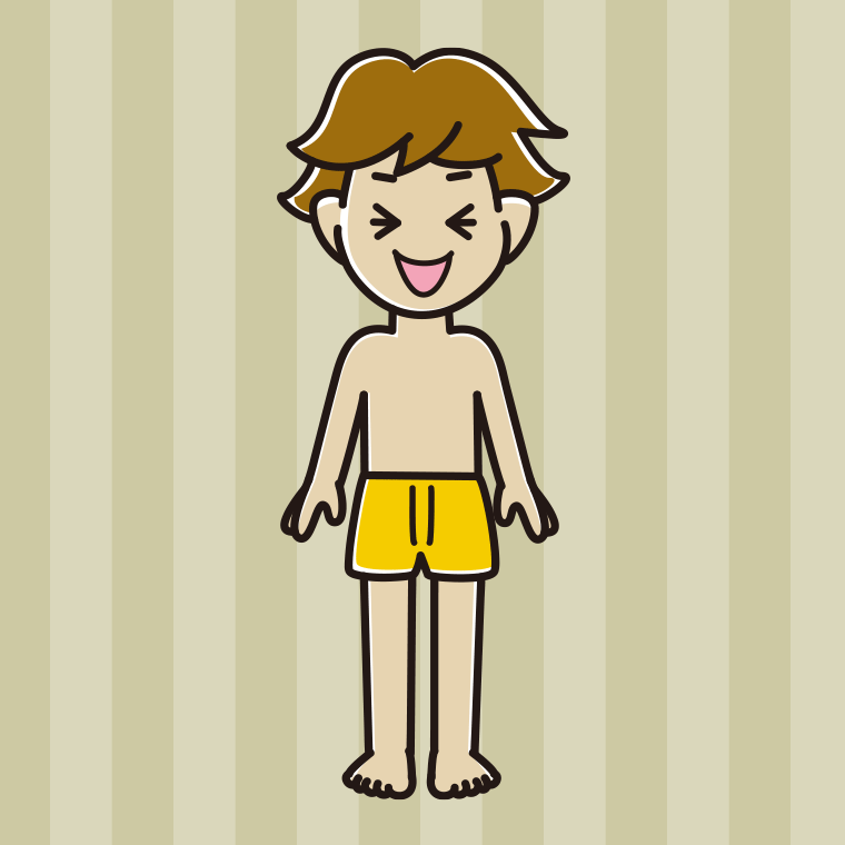 インナーウェアの着用例イラスト（笑う男子高校生）【色、背景あり】PNG