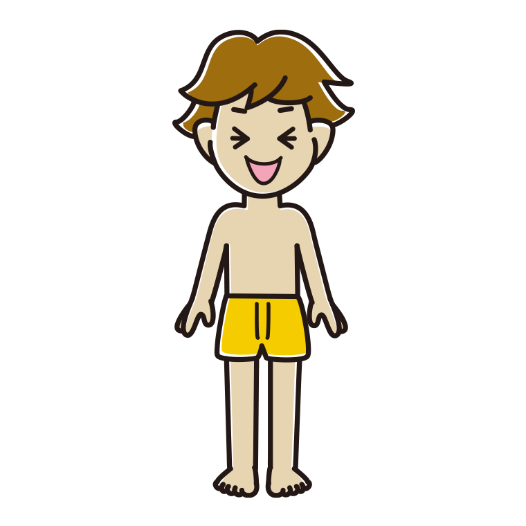 インナーウェアの着用例イラスト（笑う男子高校生）【色あり、背景なし】透過PNG