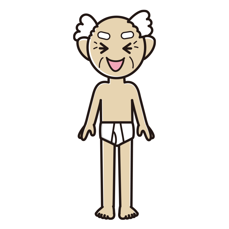 インナーウェアの着用例イラスト（笑うおじいさん）【色あり、背景なし】透過PNG