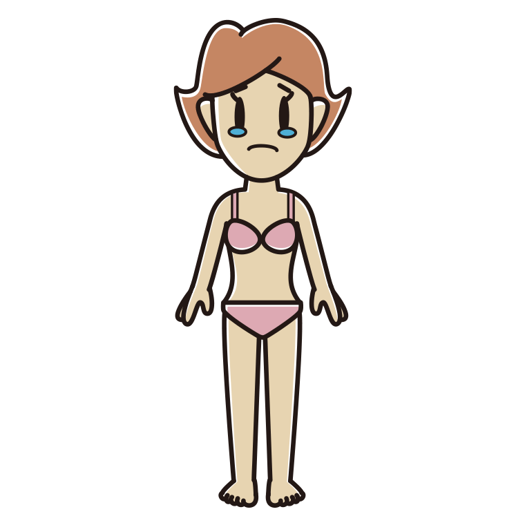 インナーウェアの着用例イラスト（泣く女性）【色あり、背景なし】透過PNG