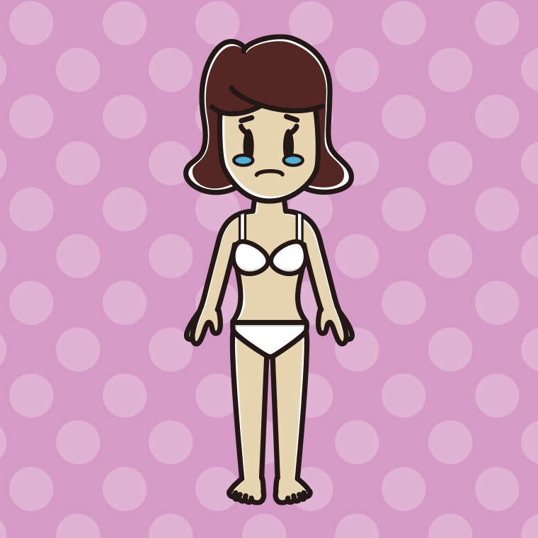 インナーウェアの着用例イラスト（泣く女子高校生）【色、背景あり】PNG