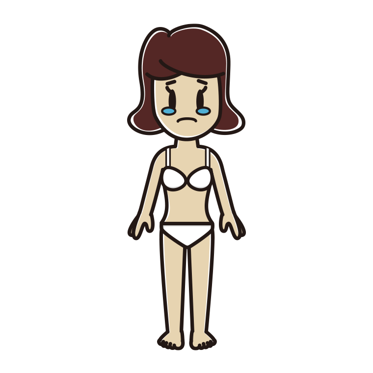 インナーウェアの着用例イラスト（泣く女子高校生）【色あり、背景なし】透過PNG