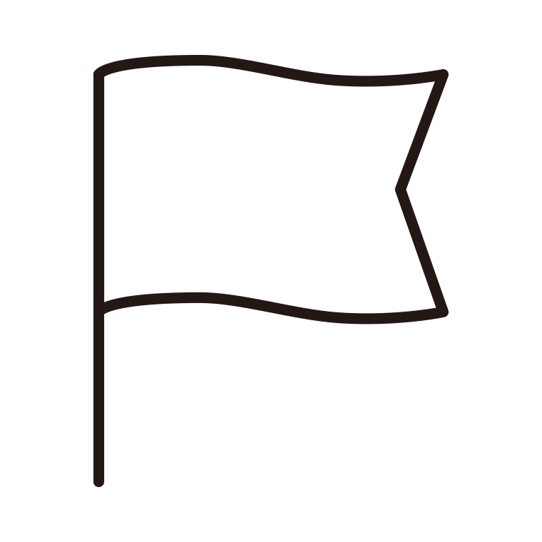 旗のイラスト05（赤・なびくリボン型）【線のみ】透過PNG