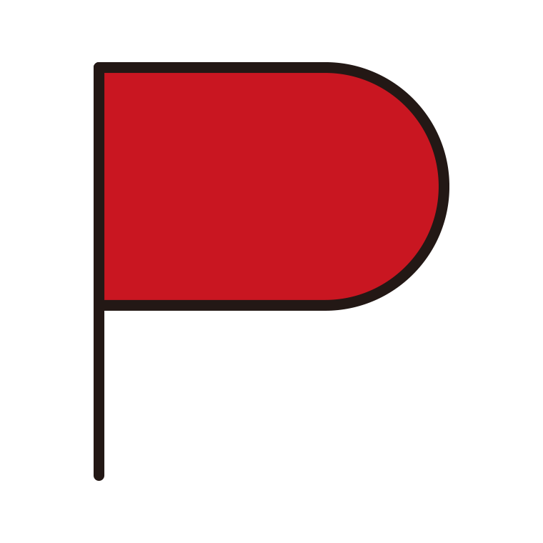 旗のイラスト09（赤・半円型）【色あり、背景なし】透過PNG
