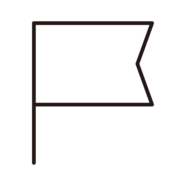 旗のイラスト13（青・リボン型）【線のみ】透過PNG