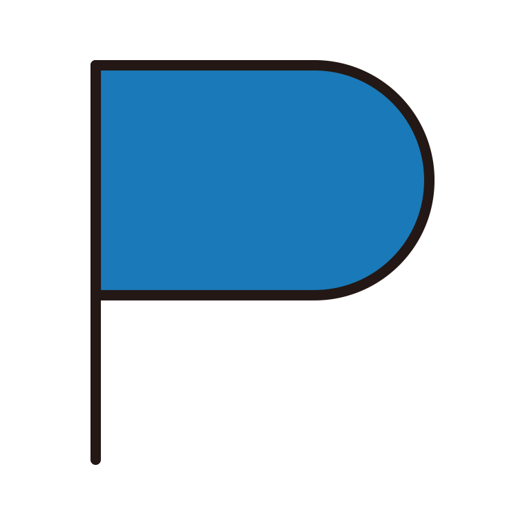 旗のイラスト18（青・半円型）【色あり、背景なし】透過PNG